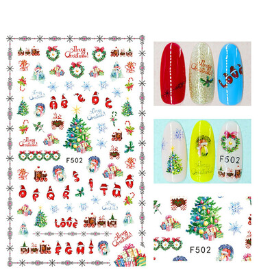 

〖Follure〗1PC Art Decals Nail Wraps Stickers Adhesive Polish Decor Snow Santa