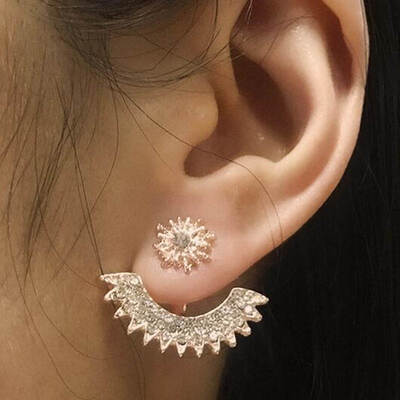 

Simple Crystal Flower drop Earrings For Women fashion Jewelry Double Sided Gold Silver earrings gift for party weddings