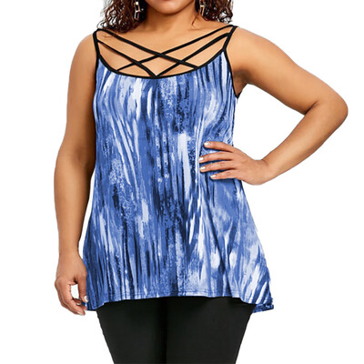 

Nomeni Fashion Women Sexy Digital Print Backless O-Neck Camisole Vest Blouse Tops
