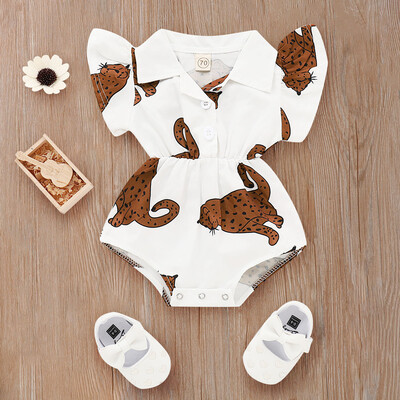 

Newborn Baby Girl Kid Printed Short Sleeves Romper Bodysuit Outfit Clothes