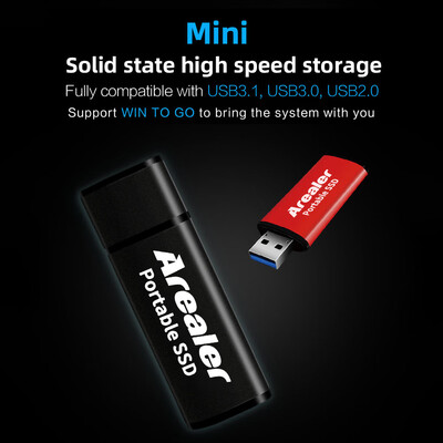 

Arealer Mini Solid State Drive SSD Solid State USB Flash Disk Solid State High Speed Storage Black64GB