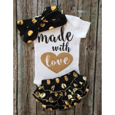 

3PCS Newborn Clothes Baby Girls Boys Romper JumpsuitPants Outfits Set Dot