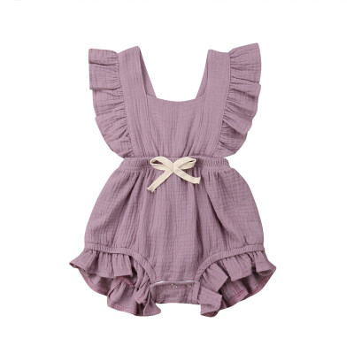 

Summer Newborn Baby Girls Ruffle Solid Color Romper Backcross Jumpsuit Outfits Sunsuit Baby Clothing Romper 0-3Y