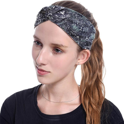 

Women Headband Knotted Elastic Headwrap Leaf Print Boho Sports Holiday Hair Band Turban Headwear Hair Accessories