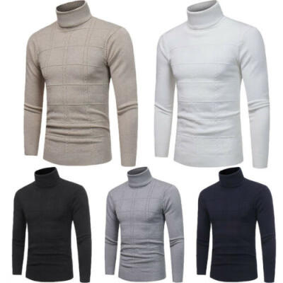 

Mens Thermal High Collar Turtle Neck Skivvy Long Sleeve Sweater Stretch T-Shirt