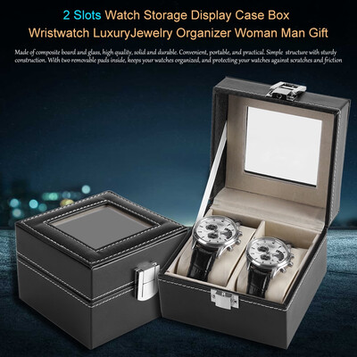 

2 Slots Watch Storage Display Case Box Wristwatch Luxury Jewelry Organizer Woman Man GiftWatch Storage BoxWatch Storage Box