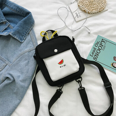 

Ins super fire summer new canvas casual slung packet female 2019 new wave Korean version of the wild backpack