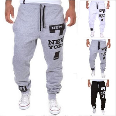 

European code Korean version of casual sports pants digital 7 printing NEW YORK letters printed sweatpants 1413-K03 Dark