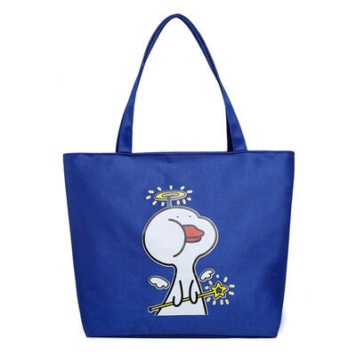 

Cartoon Duck Print Shoulder Handbags Canvas Women Large Top-handle Totes