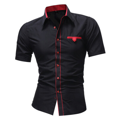 

Men\ solid Color Lapel Short Sleeved Shirt