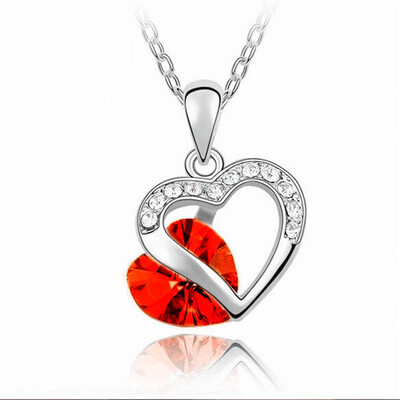 

HHYDE 9 Colors Fashion Crystal Pendant Necklaces CZ Heart Chains Necklaces Women Jewelry Coeur Necklaces