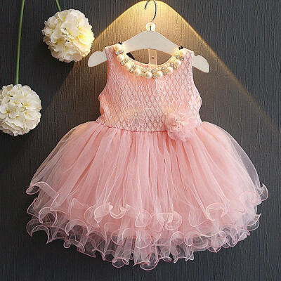 

Princess Kids Girls Dress Lace Flower Party Formal Dresses Tulle Tutu Dress 2-7Y