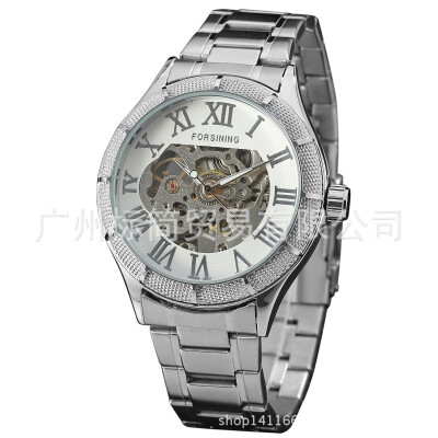 

FORSINING genuine full hollow mens automatic mechanical watch male automatic mechanical watch steel belt