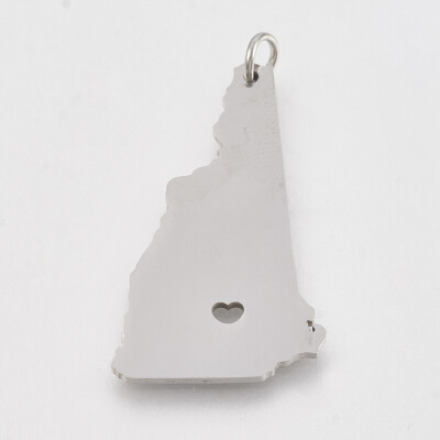 

202 Stainless Steel Pendants Map of New Hampshire Stainless Steel Color 32x19x1mm Hole 3mm