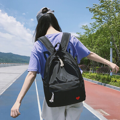 

Tailored Women Student Bag Embroidered Love Solid Color Canvas Backpack
