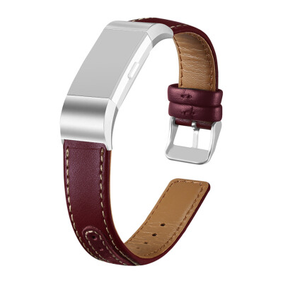 

〖Follure〗Replacement Leather Wristband With Metal Connectors For Fitbit Charge 2 Watch