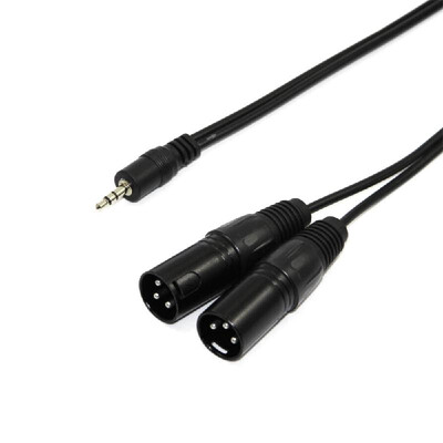 

15m 492ft 35mm Male Stereo Aux Audio to 2 Dual XLR Male Cable Cord