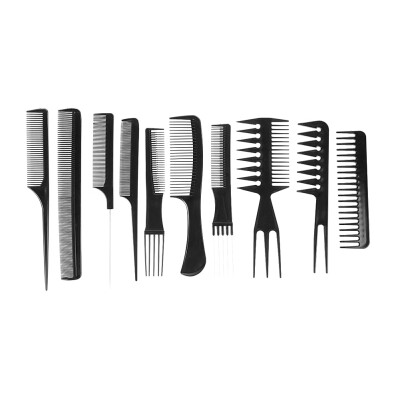 

10Pcs Black Pro Salon Hair Styling Hairdressing Plastic Barbers Brush Combs