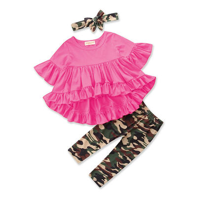 

SUNSIOM Toddler Kids Girls Outfits Clothes Ruffle Tops DressCamo Leggings Pants Set