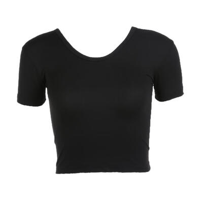 

Sexy Summer Women Solid Color U-shaped Collar Short Sleeve Crop Top T-shirt