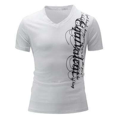 

Summer Mens Trend Elastic Shirt Slim Wild V Collar Net Short Sleeve Solid Color Casual T Shirts For Men