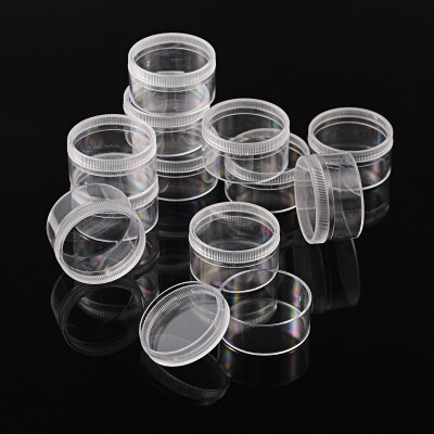 

PH PANDAHALL 12pcs Round Clear Plastic Bead Containers 38x21mm