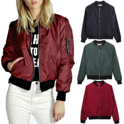 

Womens Ladies Jacket Flight Coat Zip Up Biker Casual Loose Tops Clothes Outwear