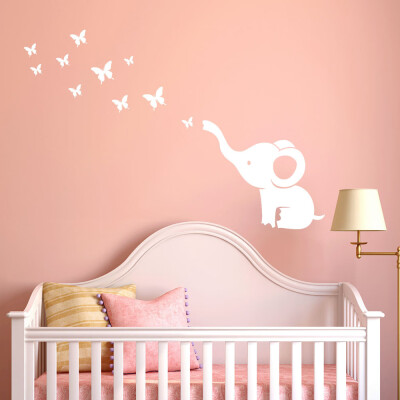 

〖Follure〗DIY Elephant Butterfly Wall Stickers Decals Childrens Room Home Decoration Art