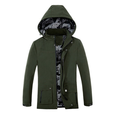 

Toponeto Mens Autumn Winter Casual Hooded Pure Color Jacket Button Outwear Coat Tops