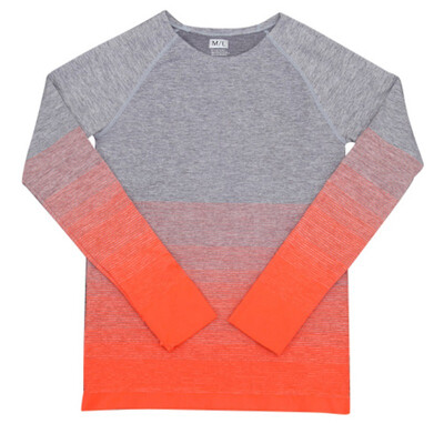 

2017 new winter sport Women gradient color long sleeve shirt elastic lady Yoga T-shirt