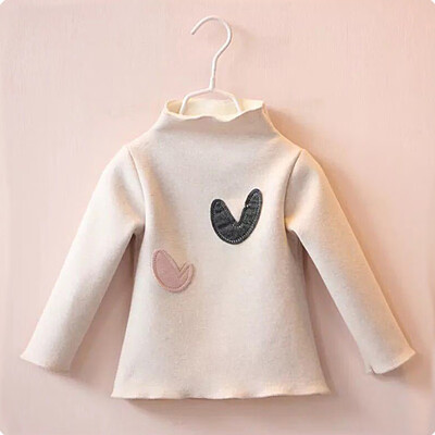 

Childrens sweater Love print plus velvet thick Turtleneck girls sweater autumn winter long sleeve Cotton warm pullover tops kid