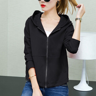 

Autumn Womens Ladies Long Sleeve Hooded Jacket Zip Up Casual Sport Coat Tops