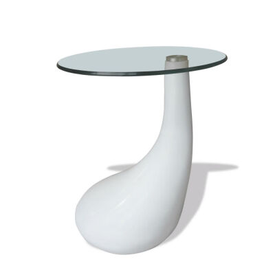 

Coffee Table with Round Glass Top High Gloss White