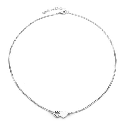 

Stainless Steel Necklace Chain Korean Style Simple Style Heart Shape Original Steel Color Choker Chain Necklaces collar mujer