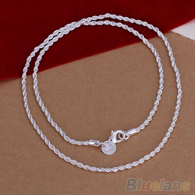 

1618202224 inch Women Silver Plated 2mm Twisted Necklace Chain No Pendant