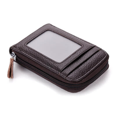 

Leather Credit ID Card Holder Men Women Zipper Wallet Multi-card Position Genuine Leather Business Unisex Card Wallet