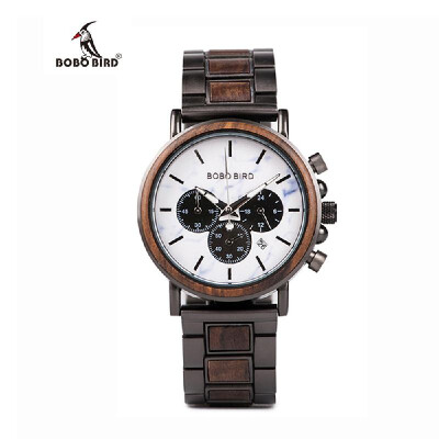 

BOBOBIRD R25-1 Men Quartz Watch Wooden Band Fashion Multifunction Wristwatch 3ATM Luminous Display Chronograph Calendar Date Displ