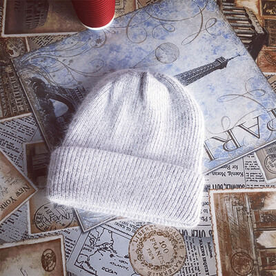 

Japanese Angora Rabbit Hat Women Crimping Knit Hat Autumn&Winter Turtleneck Hat Couples Thicken Cold Hat Tide