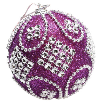 

New Christmas Ball 1Pc 8Cm Rhinestone Glitter Baubles Balls Xmas Tree Ornament Decoration Foam Christmas Decoration