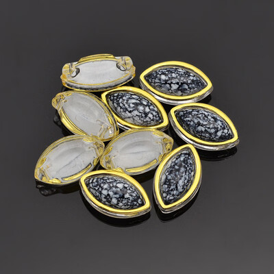 

Sew on Rhinestone Taiwan Acrylic Golden Plated Garment Accessories Horse Eye Black 125x75x6mm Hole 1mm