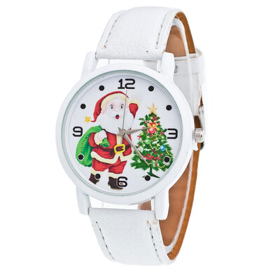 

Christmas Casual Lovers Leather Stainless Steel Quartz Analog Wrist Watches High Quality Clock watches women fashion watch