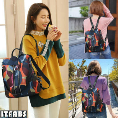 

Ladies Oxford Cloth Rainbow Circle Travel Breathable Camouflage Zipper Backpack