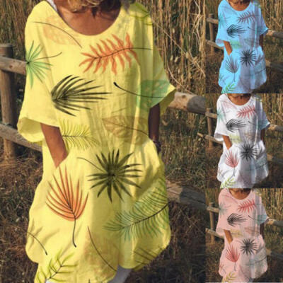 

Womens Summer Pullover Plain Baggy T-Shirt Dress Tops Ladies Sundress Size 6-24