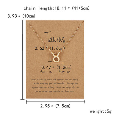 

Gold Color 12 Constellation Pendant Necklace Zodiac Sign Necklace Birthday Gifts Message Card for Women Girl Jewelry Gift
