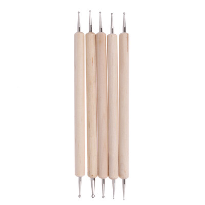 

5pcs Double Ended Wooden Handle Dotting Pen Professional Nail Art Tool