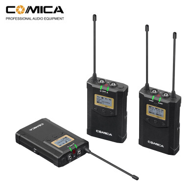 

CoMica CVM-WM100 PLUS UHF 48-Channel Wireless Dual Lavalier Microphone System Dual Transmitter & One Receiver with Real-time Mon