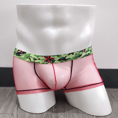 

Mens Sexy Low Rise See Through Mesh Boxer Brief Shorts Elastic Thongs Underwear