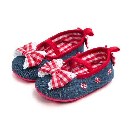 

Newborn Baby Girls Bowknot Sneaker Plaid Lace Anti-slip Single Shoes Sneaker