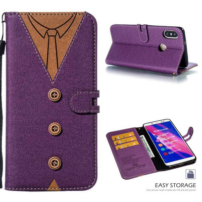 

MOONCASE Millet Red Rice Note 5 Pro Stitching Embossed Mens Leather Case - Purple