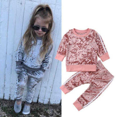 

2PCS Toddler Kids Baby Girl Infant Clothes T-shirt Top Pants Outfit Sets Tracksuit